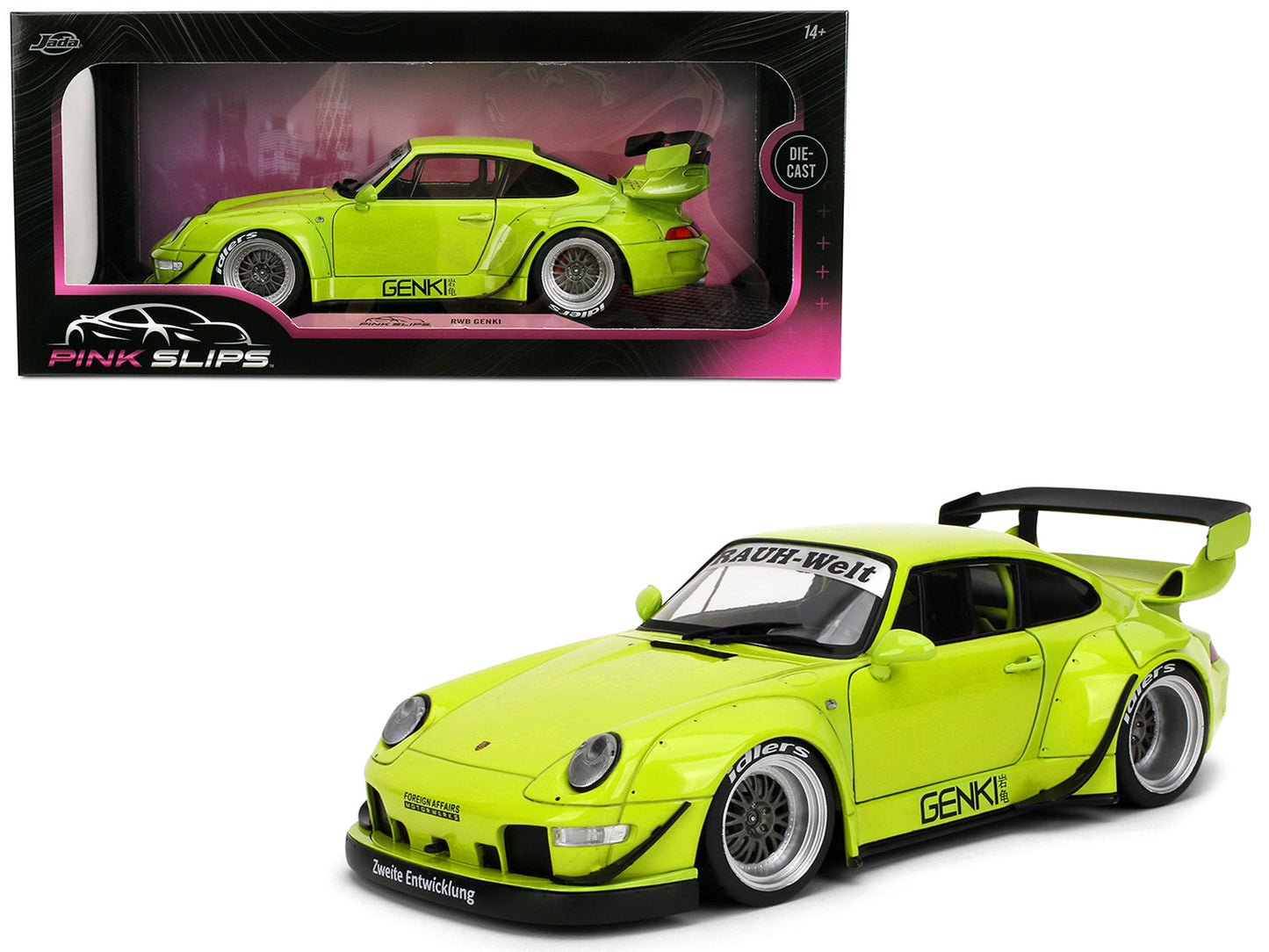 RWB Body Kit "Genki" Lime Green "Pink Slips" Series 1/18 Diecast Model Car