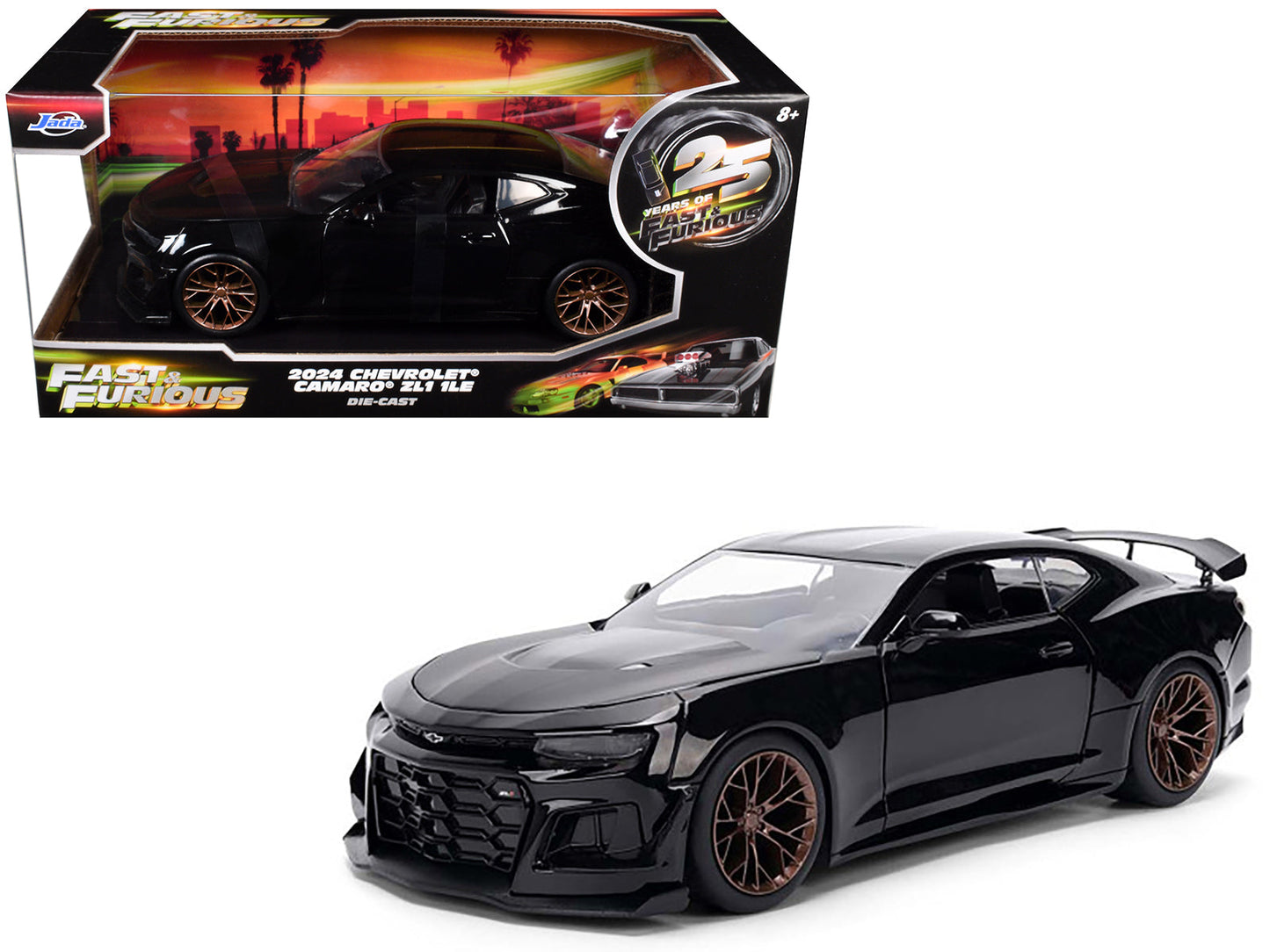 2024 Chevrolet Camaro ZL1 1LE Black "Fast X" (2023) Movie "Fast & Furious 25th Anniversary" Series 1/24 Diecast Model Car