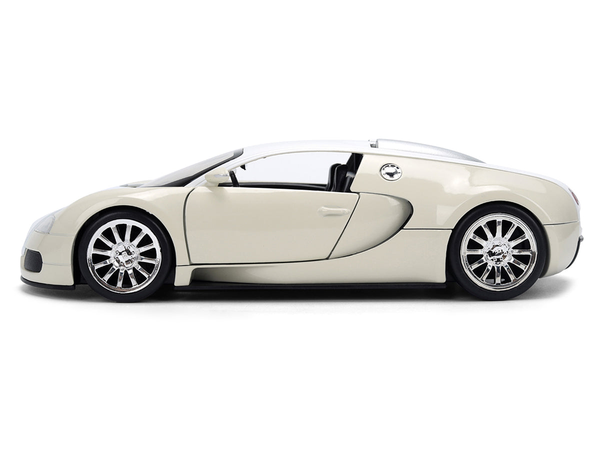 2011 Bugatti Veyron White and Tan "Furious 7" (2015) Movie "25 Years of Fast & Furious" Series 1/24 Diecast Model Car