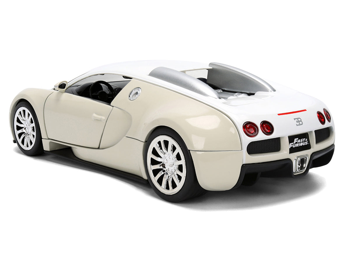 2011 Bugatti Veyron White and Tan "Furious 7" (2015) Movie "25 Years of Fast & Furious" Series 1/24 Diecast Model Car