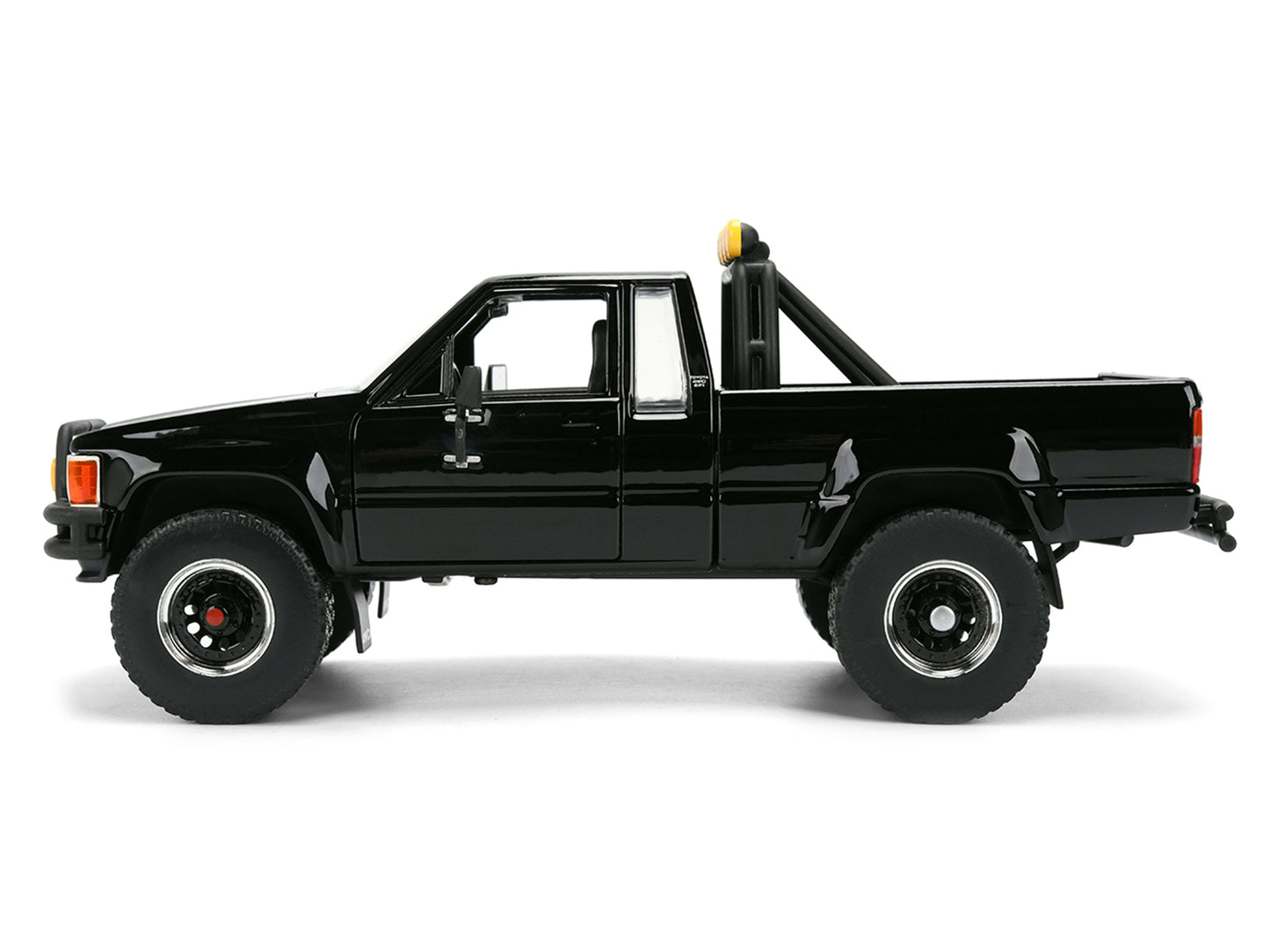 1985 Toyota SR5 Pickup Truck Black with Marty's Skateboard "Back to the Future" (1985) Movie "Hollywood Rides" Series 1/24 Diecast Model Car