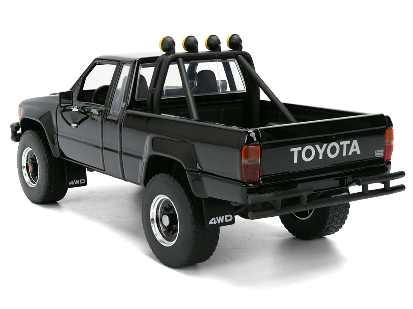 1985 Toyota SR5 Pickup Truck Black with Marty's Skateboard "Back to the Future" (1985) Movie "Hollywood Rides" Series 1/24 Diecast Model Car