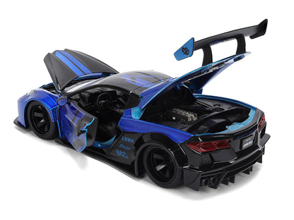 Chevrolet Corvette C8 "Liberty Walk" Candy Blue and Black "Hyper-Spec" Series 1/24 Diecast Model Car