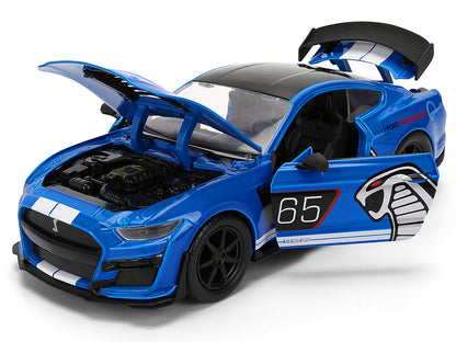2020 Ford Mustang Shelby GT500 #65 "Ford Performance" Blue with Black Top and White Stripes "Bigtime Muscle" Series 1/24 Diecast Model Car