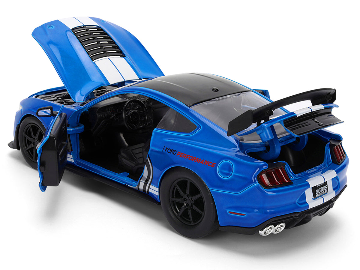 2020 Ford Mustang Shelby GT500 #65 "Ford Performance" Blue with Black Top and White Stripes "Bigtime Muscle" Series 1/24 Diecast Model Car
