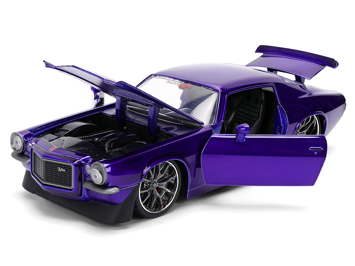 1971 Chevrolet Camaro Z/28 Purple Metallic with Black Hood "Bigtime Muscle" Series 1/24 Diecast Model Car