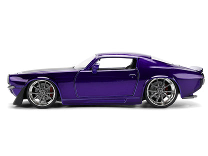 1971 Chevrolet Camaro Z/28 Purple Metallic with Black Hood "Bigtime Muscle" Series 1/24 Diecast Model Car