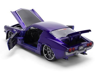 1971 Chevrolet Camaro Z/28 Purple Metallic with Black Hood "Bigtime Muscle" Series 1/24 Diecast Model Car