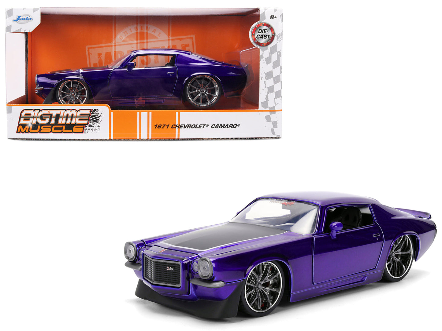 1971 Chevrolet Camaro Z/28 Purple Metallic with Black Hood "Bigtime Muscle" Series 1/24 Diecast Model Car