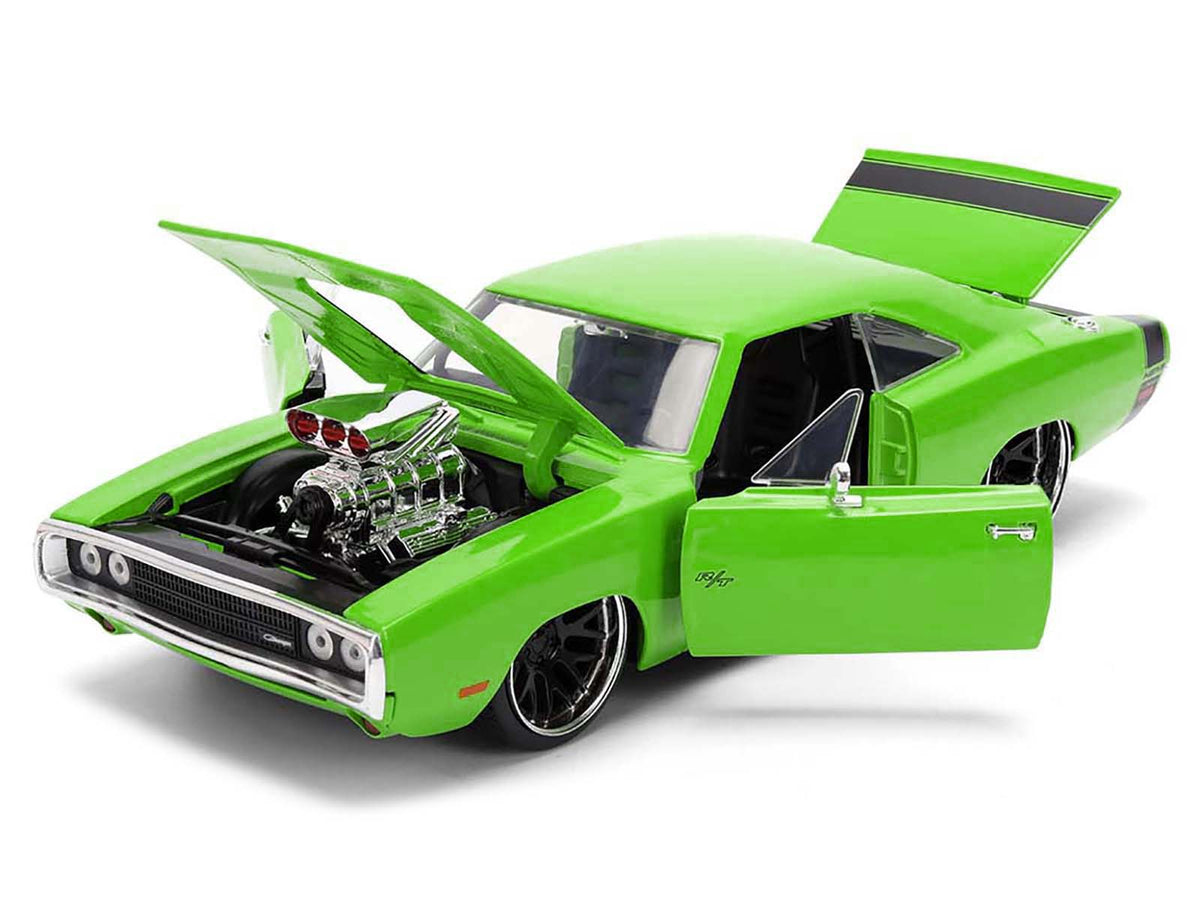 1970 Dodge Charger R/T Bright Green with Black Tail Stripe "Bigtime Muscle" Series 1/24 Diecast Model Car