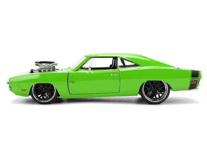 1970 Dodge Charger R/T Bright Green with Black Tail Stripe "Bigtime Muscle" Series 1/24 Diecast Model Car