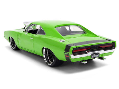 1970 Dodge Charger R/T Bright Green with Black Tail Stripe "Bigtime Muscle" Series 1/24 Diecast Model Car