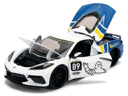 2020 Chevrolet Corvette Stingray C8 #89 "Michelin" White with Yellow and Blue Stripes "Bigtime Muscle" Series 1/24 Diecast Model Car