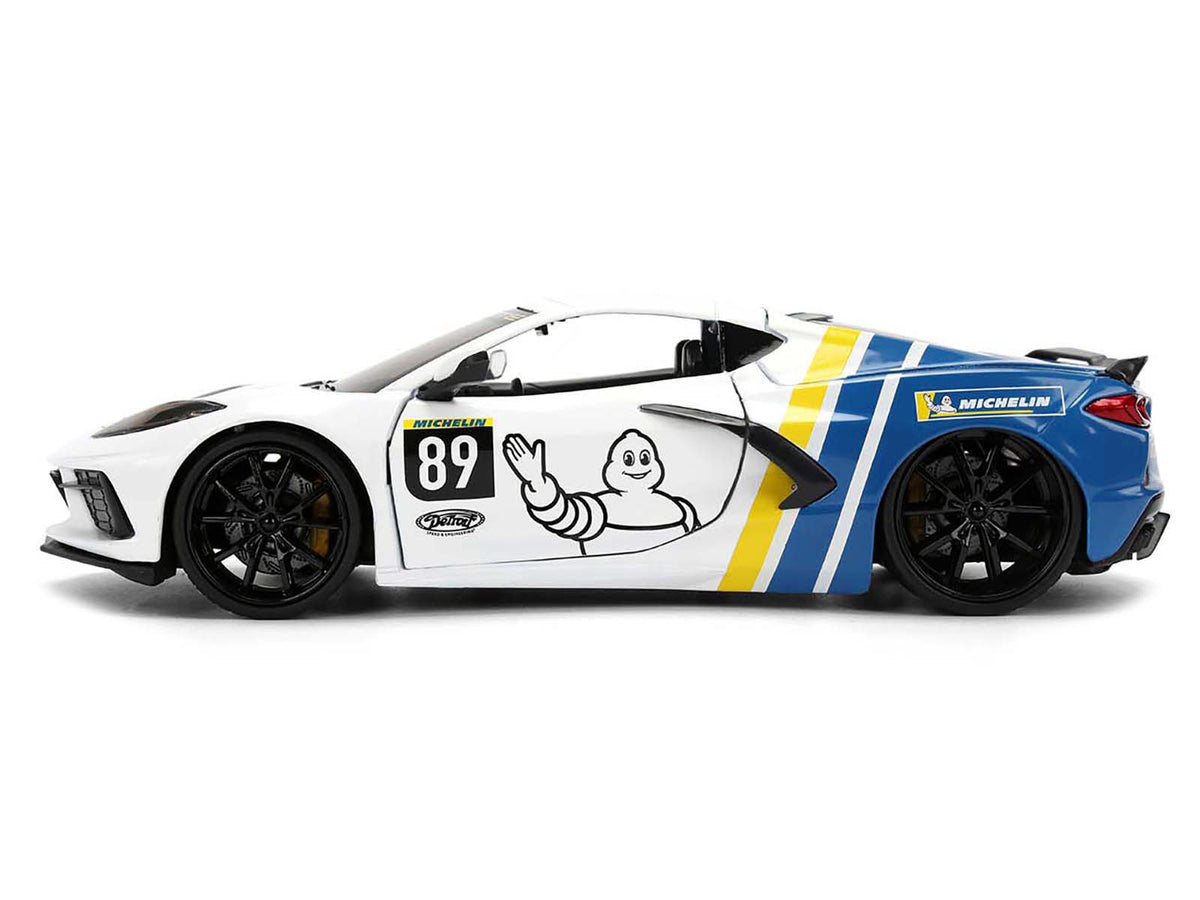2020 Chevrolet Corvette Stingray C8 #89 "Michelin" White with Yellow and Blue Stripes "Bigtime Muscle" Series 1/24 Diecast Model Car