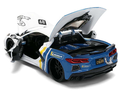 2020 Chevrolet Corvette Stingray C8 #89 "Michelin" White with Yellow and Blue Stripes "Bigtime Muscle" Series 1/24 Diecast Model Car