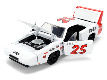 1969 Dodge Charger Daytona #25 White with Red Stripes "Bigtime Muscle" Series 1/24 Diecast Model Car