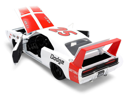 1969 Dodge Charger Daytona #25 White with Red Stripes "Bigtime Muscle" Series 1/24 Diecast Model Car