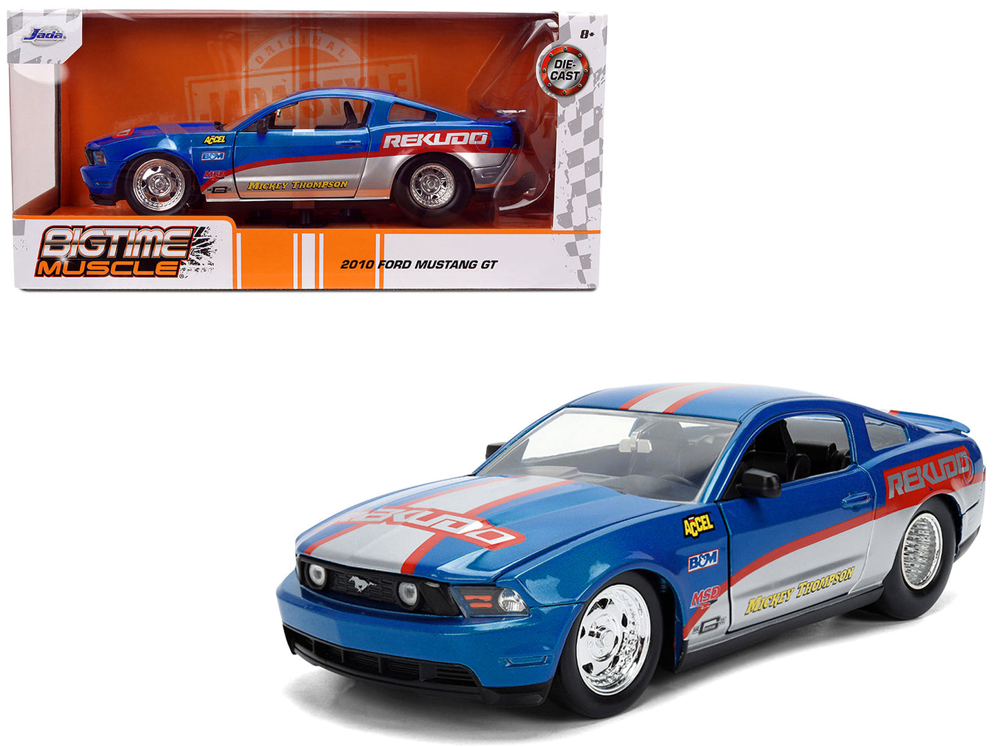 2010 Ford Mustang GT "Rekudo" Blue Metallic with Red and Silver Stripes "Bigtime Muscle" Series 1/24 Diecast Model Car