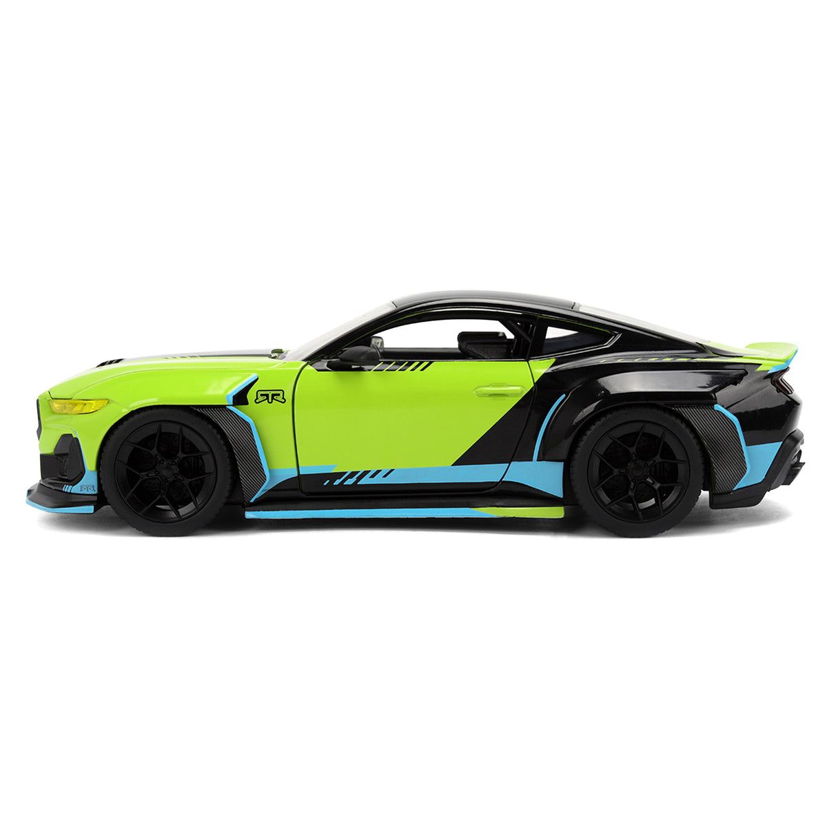 2026 Ford Mustang RTR Spec 5-D Lime Green with Black Top and Graphics "Hyper-Spec" Series 1/24 Diecast Model Car
