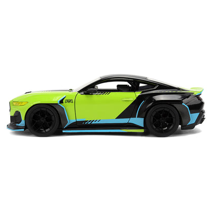 2026 Ford Mustang RTR Spec 5-D Lime Green with Black Top and Graphics "Hyper-Spec" Series 1/24 Diecast Model Car