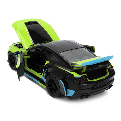 2026 Ford Mustang RTR Spec 5-D Lime Green with Black Top and Graphics "Hyper-Spec" Series 1/24 Diecast Model Car