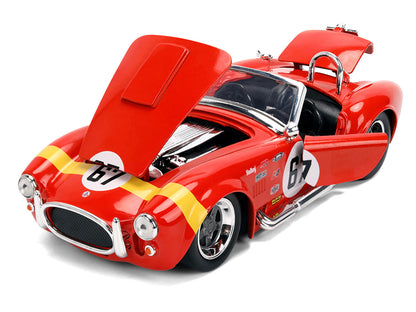 1965 Shelby Cobra 427 S/C #67 Red with Yellow Stripe "Bigtime Muscle" Series 1/24 Diecast Model Car