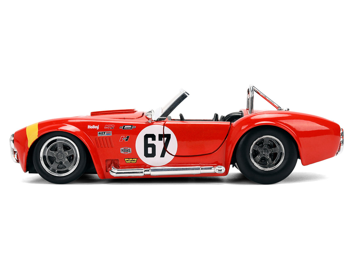 1965 Shelby Cobra 427 S/C #67 Red with Yellow Stripe "Bigtime Muscle" Series 1/24 Diecast Model Car