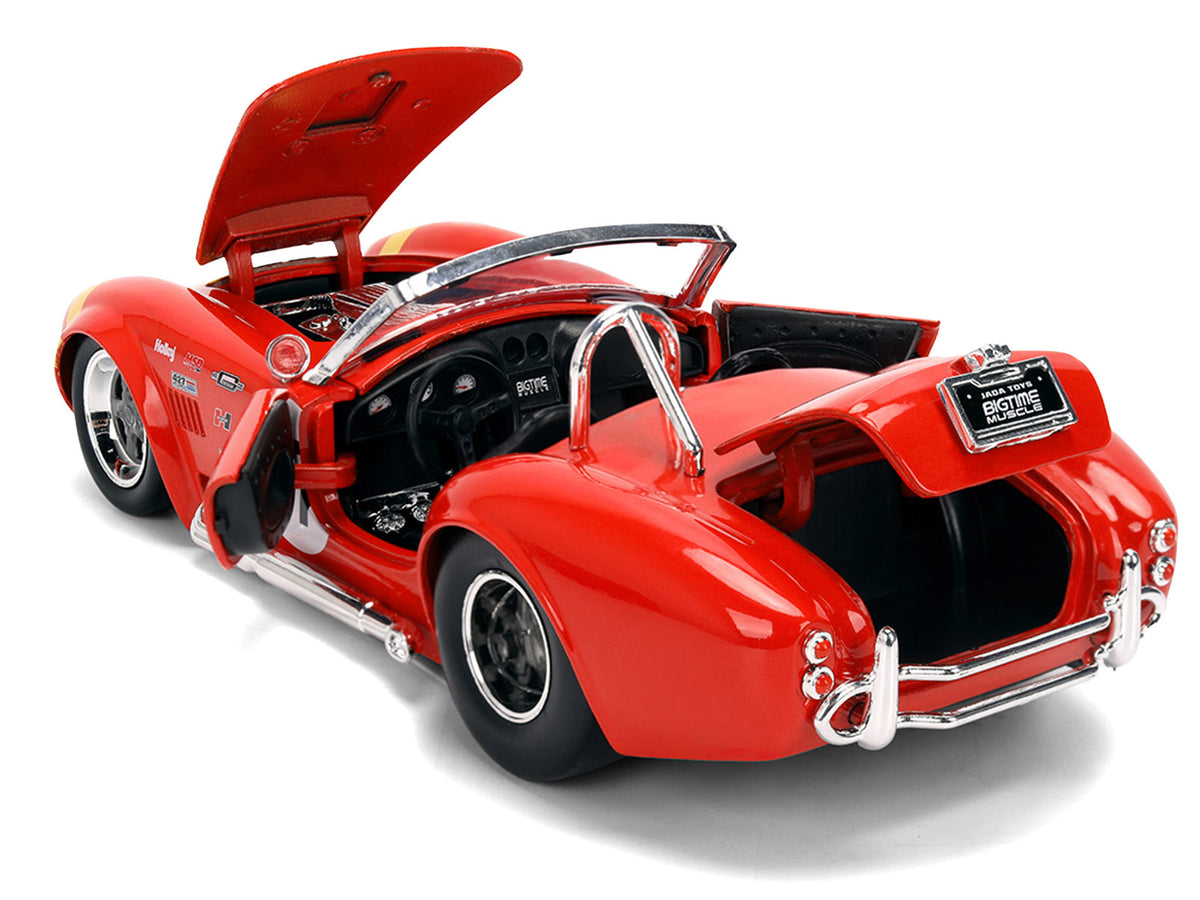 1965 Shelby Cobra 427 S/C #67 Red with Yellow Stripe "Bigtime Muscle" Series 1/24 Diecast Model Car
