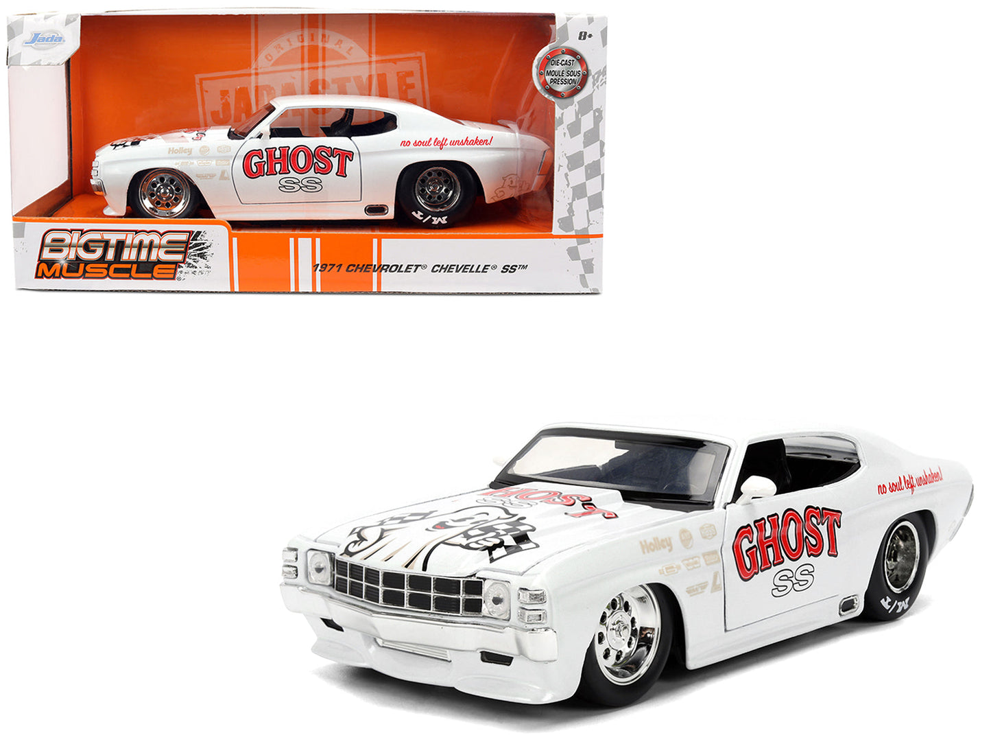 1971 Chevrolet Chevelle SS "Ghost SS" White with Graphics "Bigtime Muscle" Series 1/24 Diecast Model Car