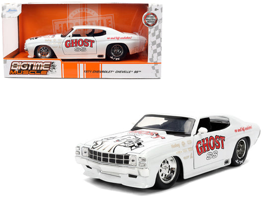 1971 Chevrolet Chevelle SS "Ghost SS" White with Graphics "Bigtime Muscle" Series 1/24 Diecast Model Car