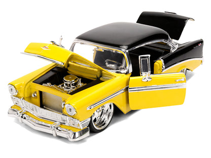 1956 Chevrolet Bel Air Yellow and Black "Bigtime Muscle" Series 1/24 Diecast Model Car