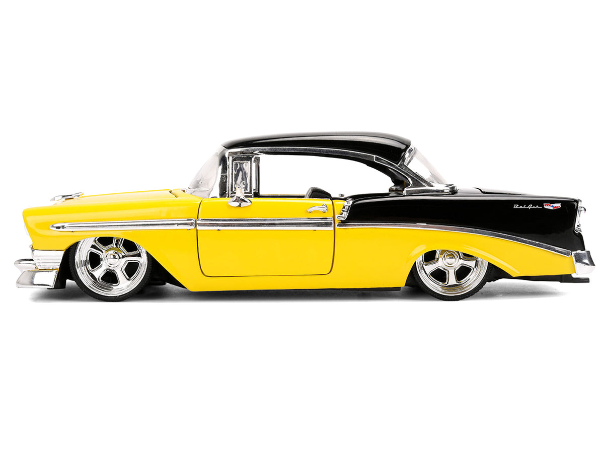 1956 Chevrolet Bel Air Yellow and Black "Bigtime Muscle" Series 1/24 Diecast Model Car