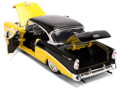 1956 Chevrolet Bel Air Yellow and Black "Bigtime Muscle" Series 1/24 Diecast Model Car
