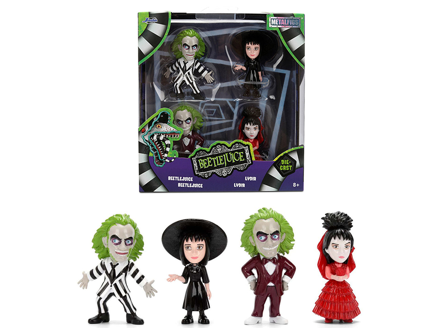 Set of 4 Diecast Figures "Beetlejuice" (1988) Movie "Metalfigs" Series