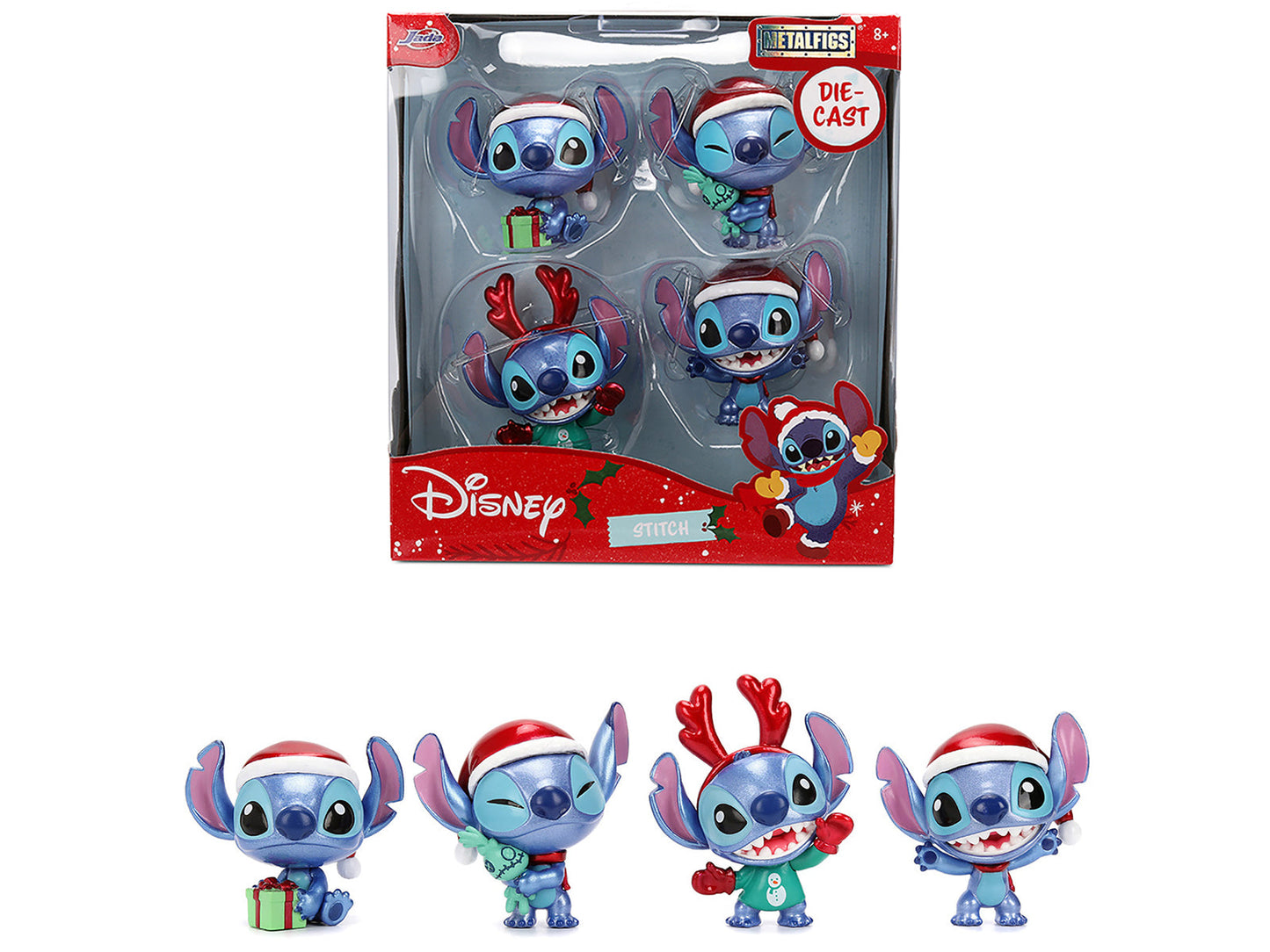 Set of 4 Diecast Figures "Disney's Stitch Christmas Edition" "Metalfigs" Series