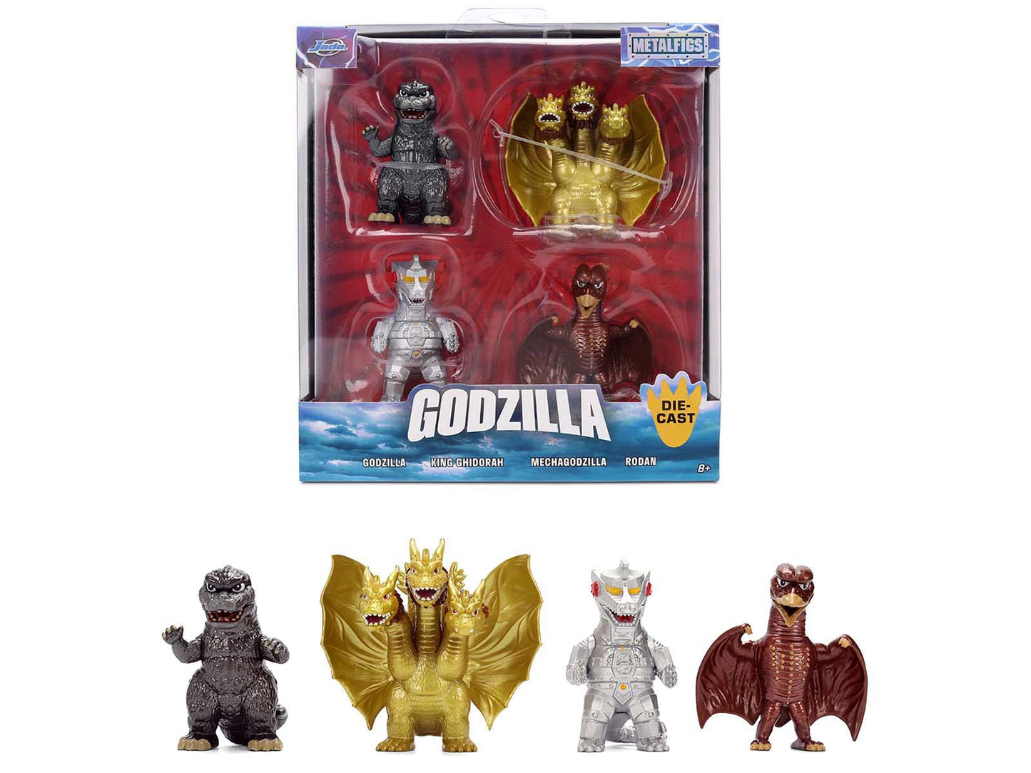 Set of 4 Diecast Figures "Godzilla" Franchise "Metalfigs" Series
