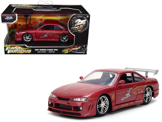 1997 Nissan 240SX (S14) Light Red Metallic with Graphics "The Fast and the Furious" (2001) Movie "25 Years of Fast & Furious" Series 1/32 Diecast Car Model