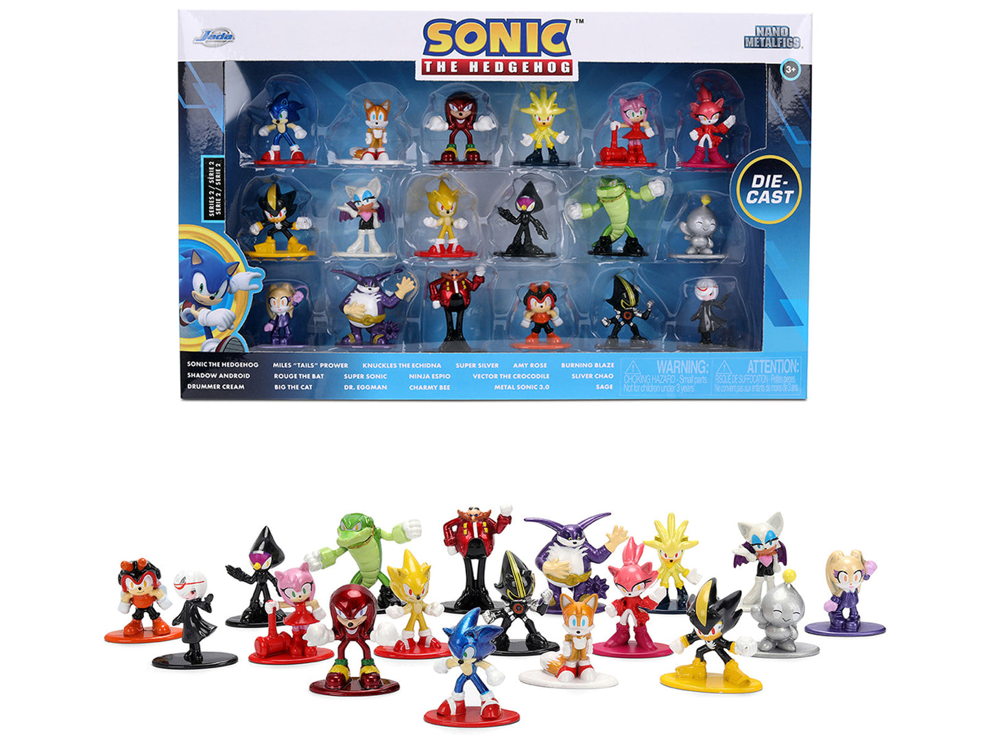 "Sonic The Hedgehog" Set of 18 Diecast Figures Wave 2 "Nano Metalfigs" Series Diecast Models