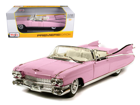 1959 Cadillac Eldorado Biarritz Convertible Pink 1/18 Diecast Model Car