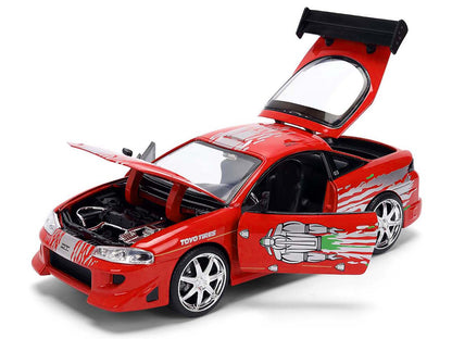 Brian's Mitsubishi Eclipse Red with Graphics Remix "The Fast and The Furious" (2001) Movie "Fast & Furious" Series 1/24 Diecast Model Car