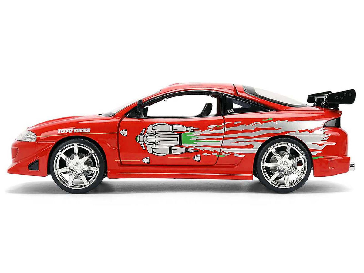 Brian's Mitsubishi Eclipse Red with Graphics Remix "The Fast and The Furious" (2001) Movie "Fast & Furious" Series 1/24 Diecast Model Car