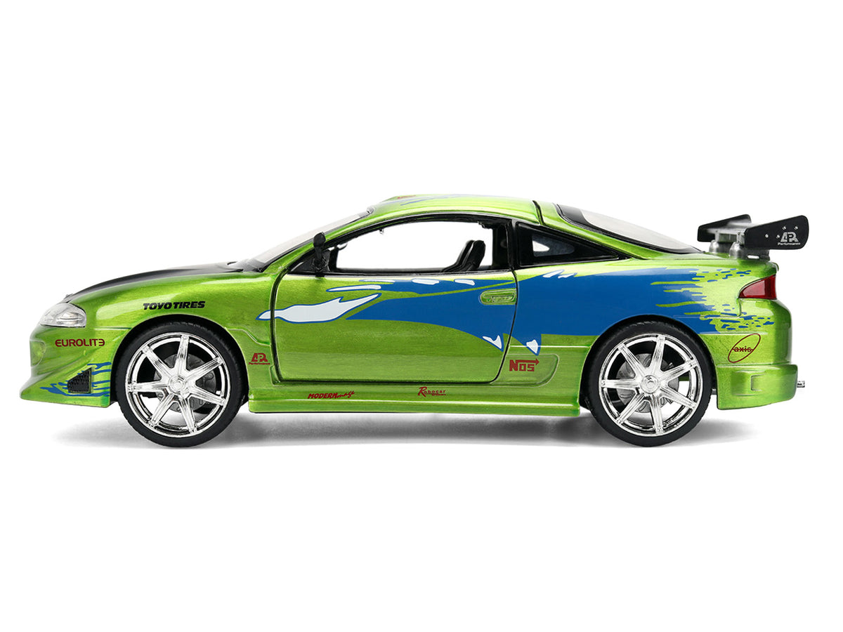 Brian's Mitsubishi Eclipse Green Brush Finish "The Fast and the Furious" (2001) Movie 25 Years of Fast & Furious Anniversary 1/24 Diecast Model Car