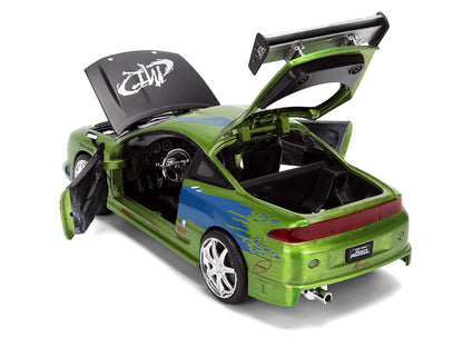 Brian's Mitsubishi Eclipse Green Brush Finish "The Fast and the Furious" (2001) Movie 25 Years of Fast & Furious Anniversary 1/24 Diecast Model Car