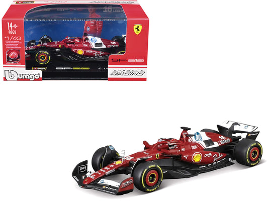 Ferrari SF-25 #16 Charles Leclerc Formula One F1 "World Championship" (2025) with Display Case 1/43 Diecast Model Car