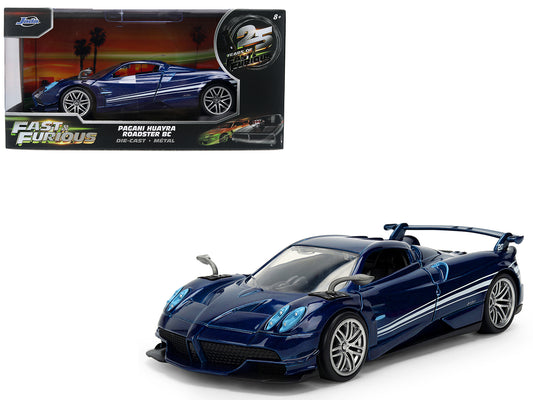Pagani Huayra Roadster BC Blue Metallic with White Stripes "Fast X" (2023) Movie "Fast & Furious 25th Anniversary" Series 1/32 Diecast Model Car