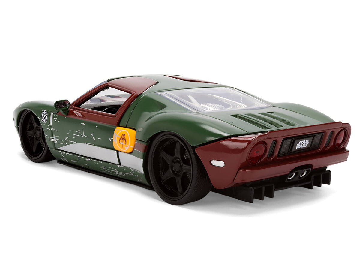 2005 Ford GT Green (Weathered) with Graphics and Boba Fett Figure "Star Wars" Franchise "Hollywood Rides" Series 1/24 Diecast Model Car