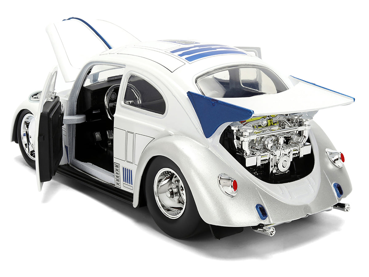 1959 Volkswagen Drag Beetle White with Graphics and R2-D2 Figure "Star Wars" Franchise "Hollywood Rides" Series 1/24 Diecast Model Car