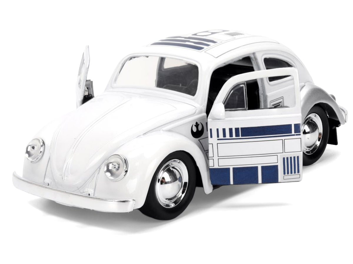 1959 Volkswagen Beetle "R2-D2" Livery White with Graphics "Star Wars" Franchise "Hollywood Rides" Series 1/32 Diecast Model Car