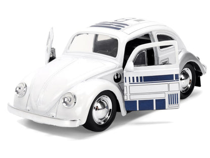 1959 Volkswagen Beetle "R2-D2" Livery White with Graphics "Star Wars" Franchise "Hollywood Rides" Series 1/32 Diecast Model Car
