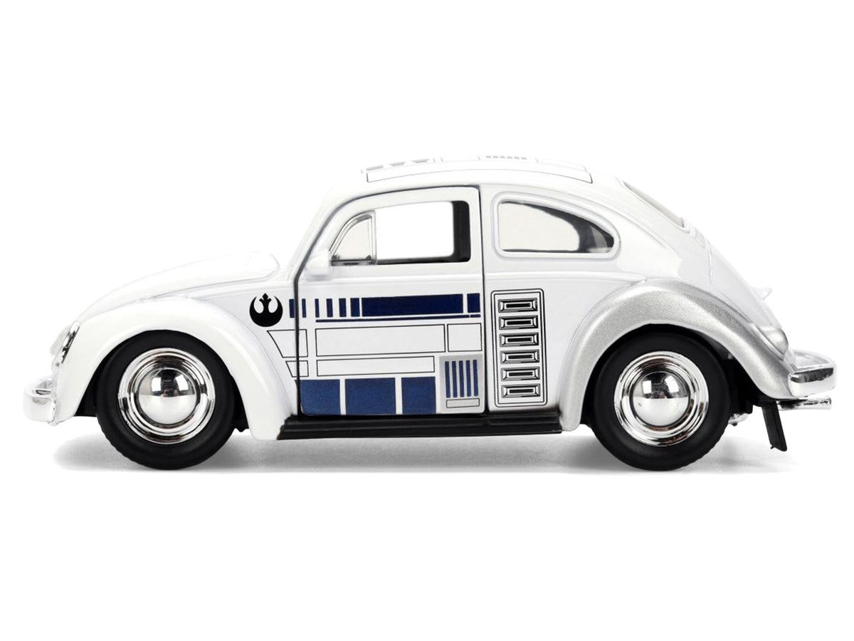 1959 Volkswagen Beetle "R2-D2" Livery White with Graphics "Star Wars" Franchise "Hollywood Rides" Series 1/32 Diecast Model Car